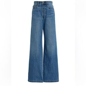 Favorite Daughter Wide Leg Flare Jeans in Medium Blue Denim